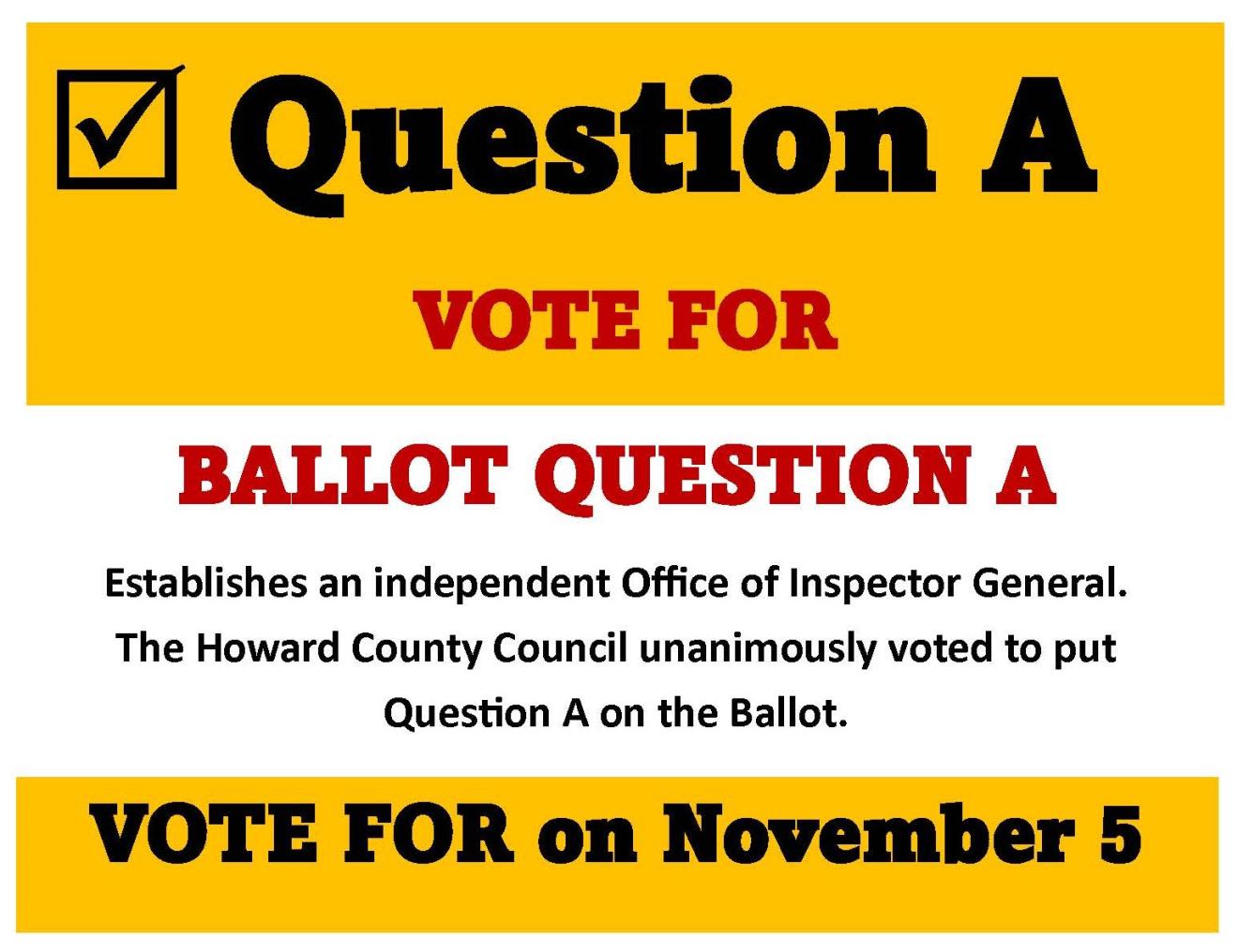 Charter Amendment  Question A - November 5, 2024