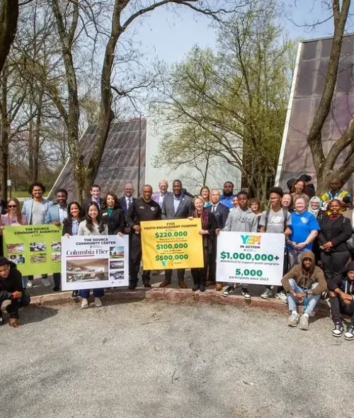 Deb Jung in front of Columbia Flyer Building